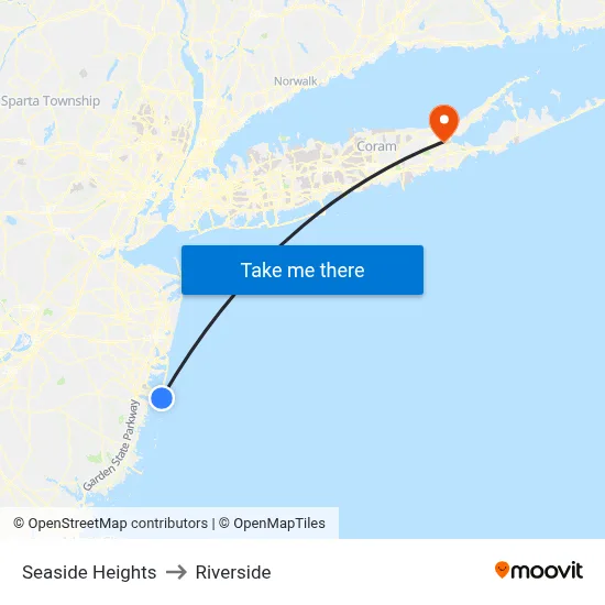 Seaside Heights to Riverside map