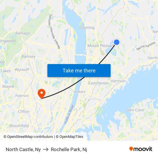 North Castle, Ny to Rochelle Park, Nj map