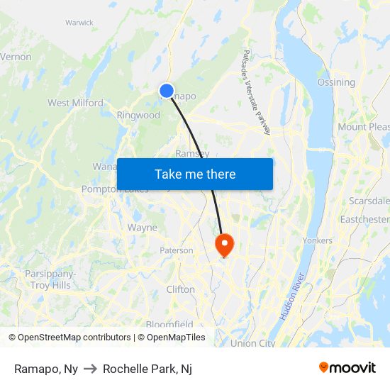Ramapo, Ny to Rochelle Park, Nj map