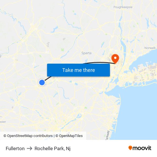 Fullerton to Rochelle Park, Nj map