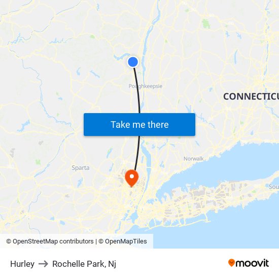 Hurley to Rochelle Park, Nj map