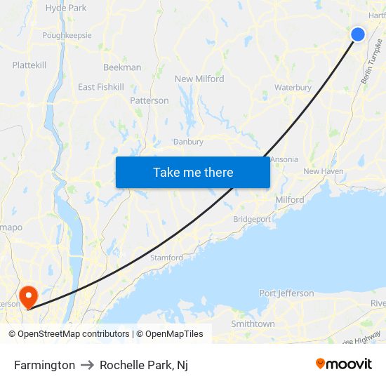 Farmington to Rochelle Park, Nj map