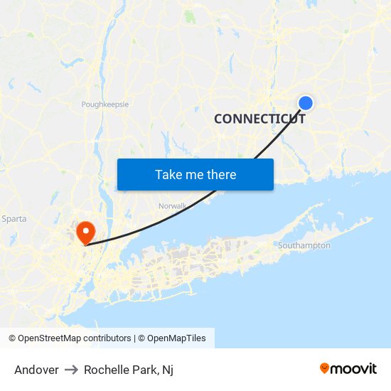 Andover to Rochelle Park, Nj map