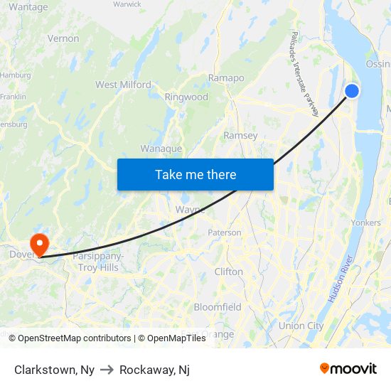 Clarkstown, Ny to Rockaway, Nj map