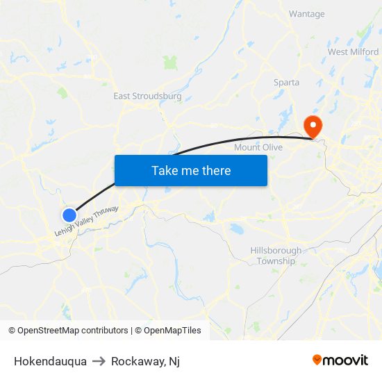 Hokendauqua to Rockaway, Nj map