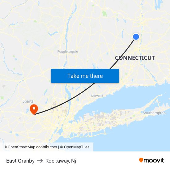 East Granby to Rockaway, Nj map