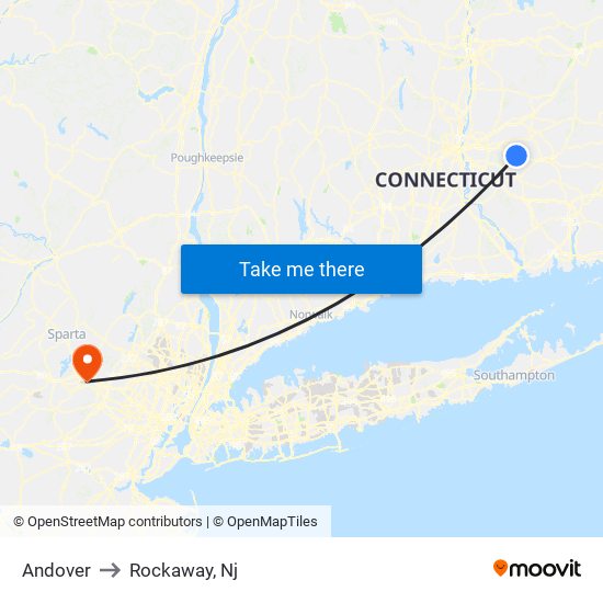 Andover to Rockaway, Nj map