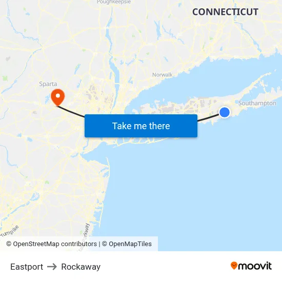 Eastport to Rockaway map