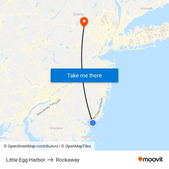 Little Egg Harbor, Nj to Rockaway, Nj with public transportation