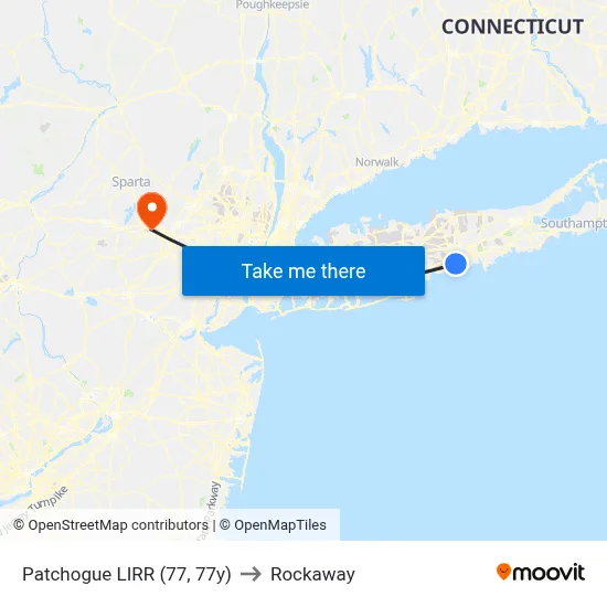 Patchogue LIRR (77, 77y) to Rockaway map