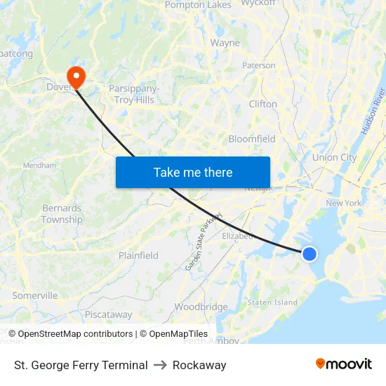 St. George Ferry Terminal to Rockaway map