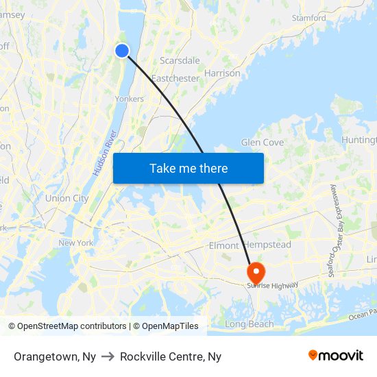 Orangetown, Ny to Rockville Centre, Ny map