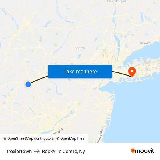 Trexlertown to Rockville Centre, Ny map