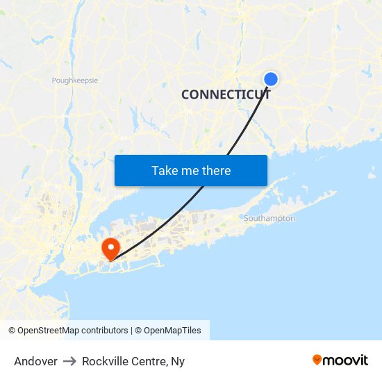 Andover to Rockville Centre, Ny map