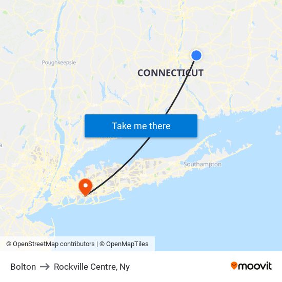 Bolton to Rockville Centre, Ny map