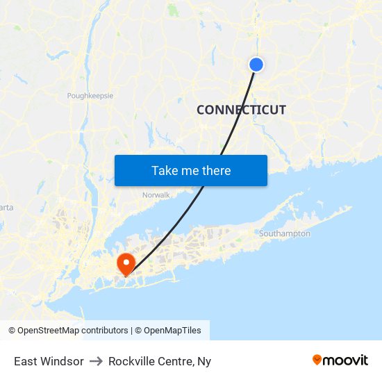 East Windsor to Rockville Centre, Ny map