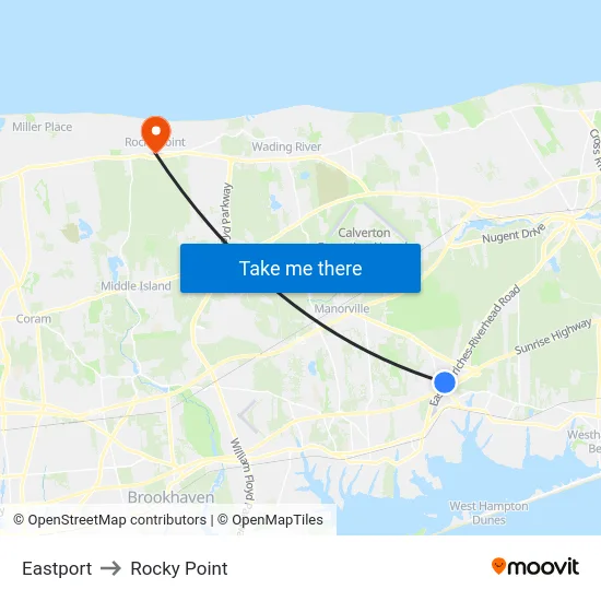 Eastport to Rocky Point map