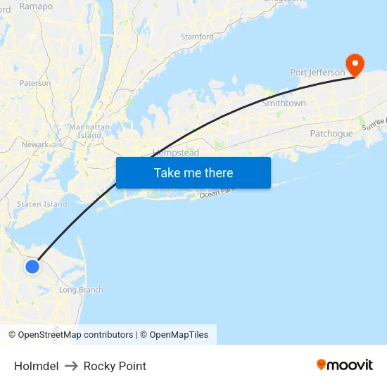 Holmdel to Rocky Point map