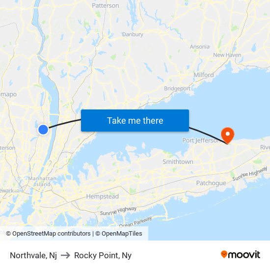 Northvale, Nj to Rocky Point, Ny map