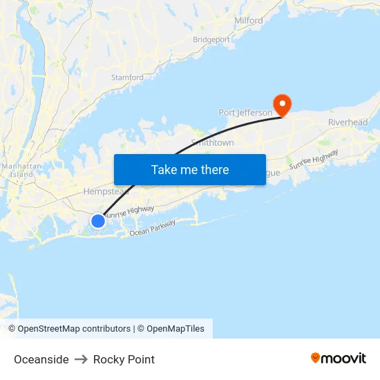 Oceanside to Rocky Point map