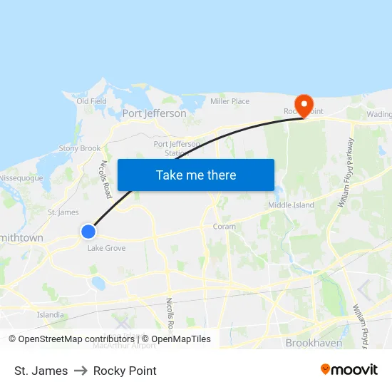 St. James to Rocky Point map