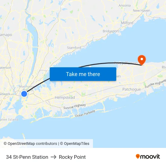 34 St-Penn Station to Rocky Point map