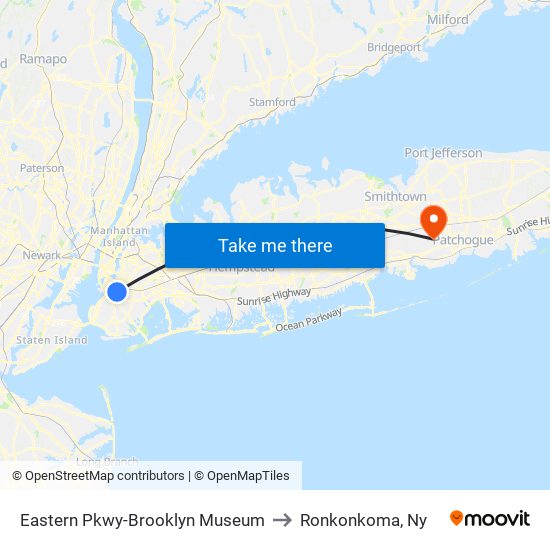 Eastern Pkwy-Brooklyn Museum to Ronkonkoma, Ny map