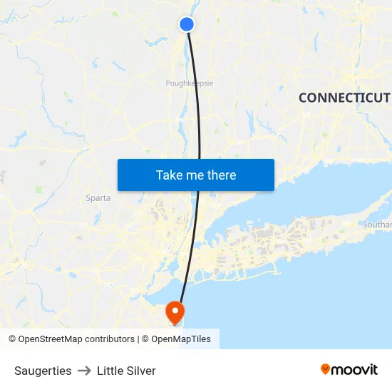 Saugerties to Little Silver map