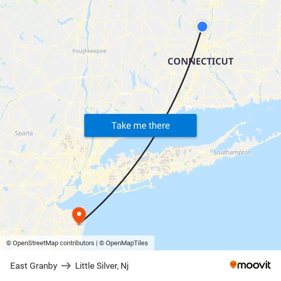 East Granby to Little Silver, Nj map
