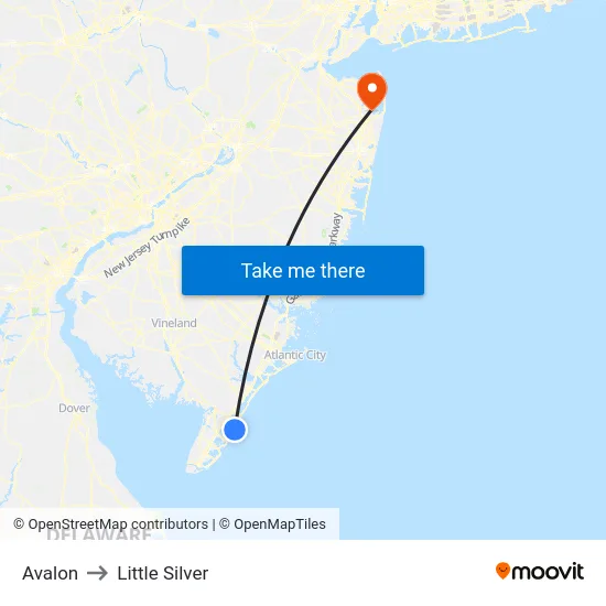 Avalon to Little Silver map