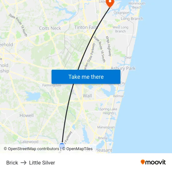 Brick to Little Silver map