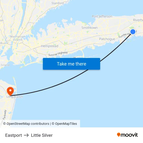 Eastport to Little Silver map