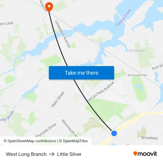 West Long Branch to Little Silver map