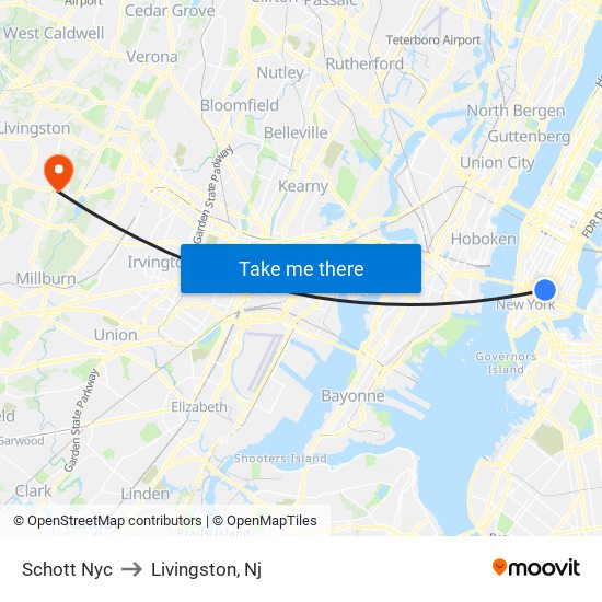 Schott Nyc to Livingston, Nj map