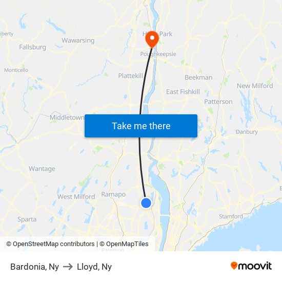 Bardonia, Ny to Lloyd, Ny map