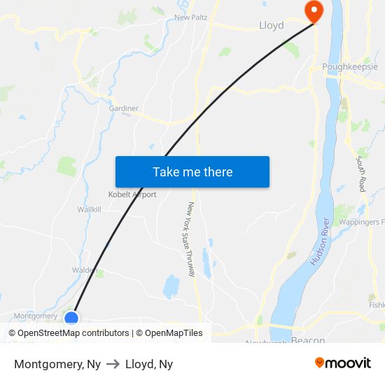 Montgomery, Ny to Lloyd, Ny map