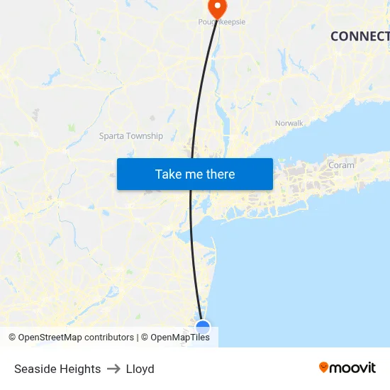 Seaside Heights to Lloyd map