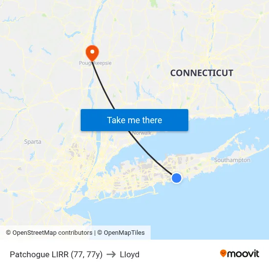 Patchogue LIRR (77, 77y) to Lloyd map