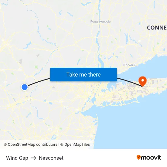 Wind Gap to Nesconset map