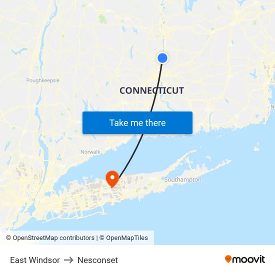 East Windsor to Nesconset map
