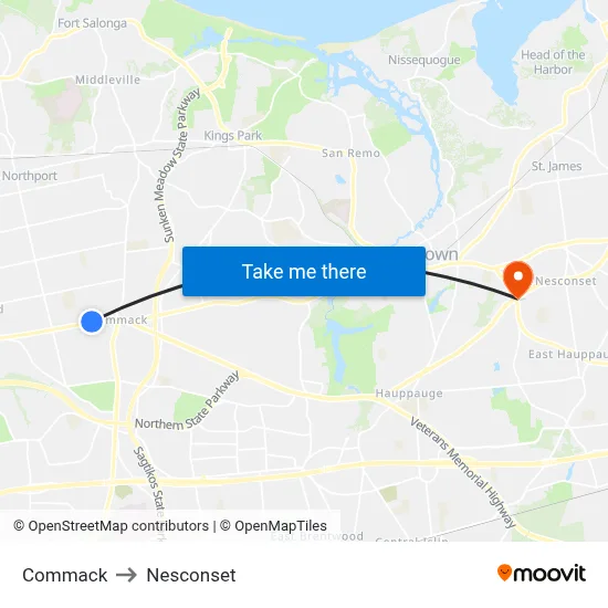 Commack to Nesconset map