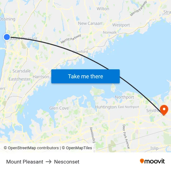 Mount Pleasant to Nesconset map