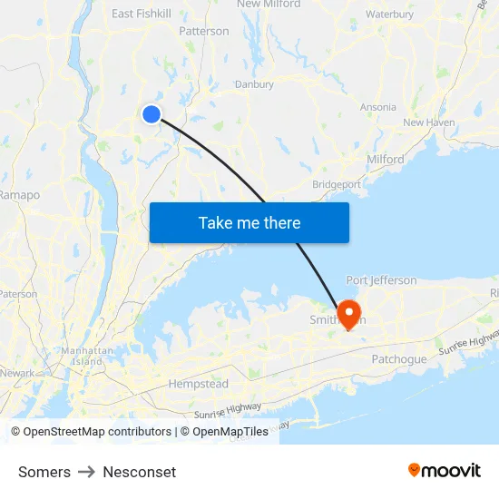 Somers to Nesconset map