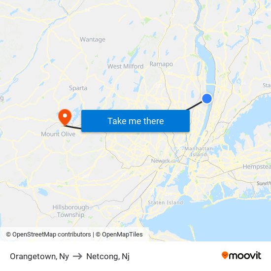 Orangetown, Ny to Netcong, Nj map