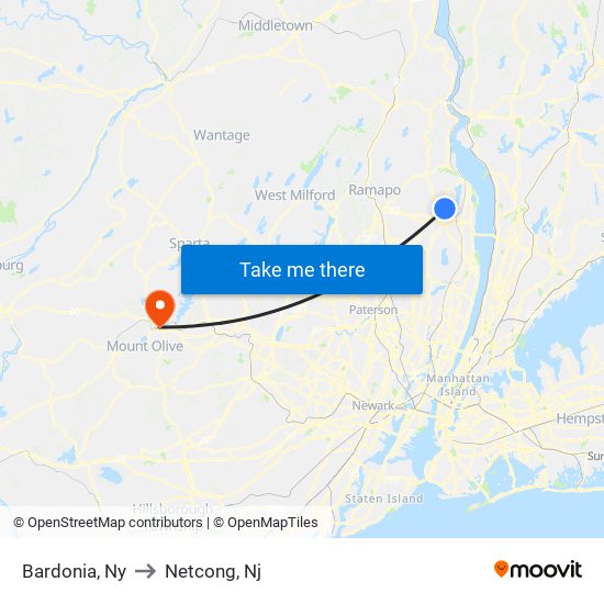 Bardonia, Ny to Netcong, Nj map