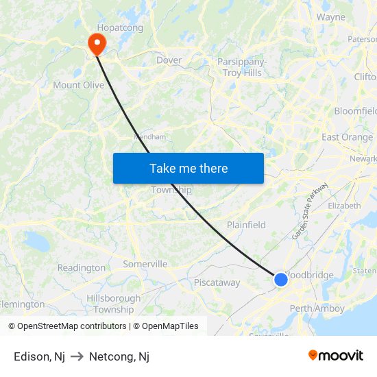 Edison, Nj to Netcong, Nj map