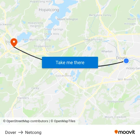 Dover to Netcong map