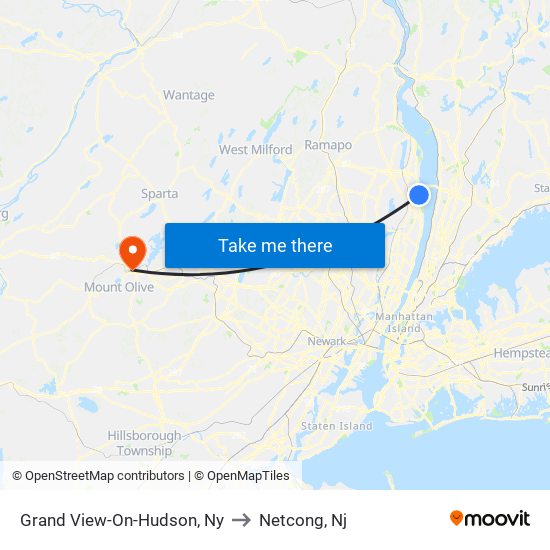 Grand View-On-Hudson, Ny to Netcong, Nj map