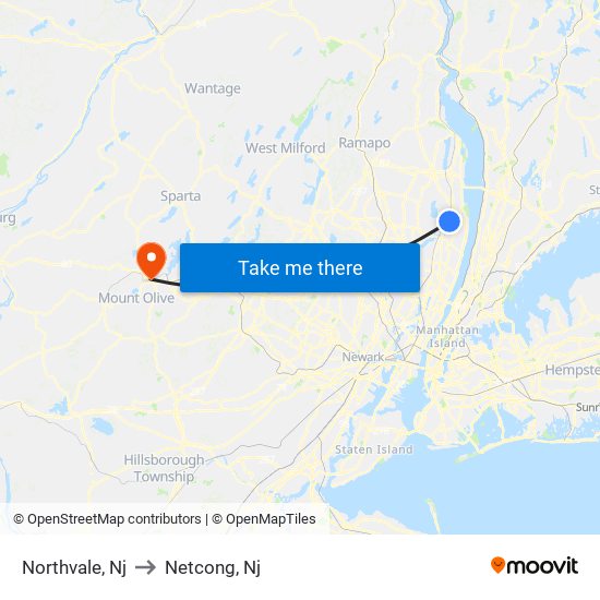 Northvale, Nj to Netcong, Nj map