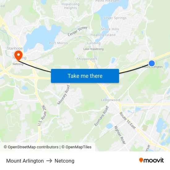 Mount Arlington to Netcong map